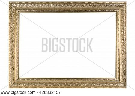 Golden Mockup Canvas Frame Isolated On White Background