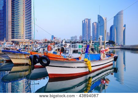 Både på Haeundae, Busan, Sydkorea