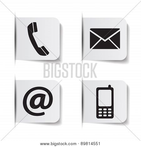 Contact Us Web Icons Paper Labels