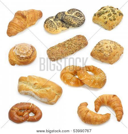  bread collection isolated on a white background