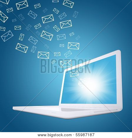 Emails fly out of laptop screen