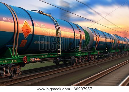 Freight train with petroleum tankcars