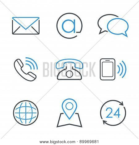 Contacts simple vector icon set