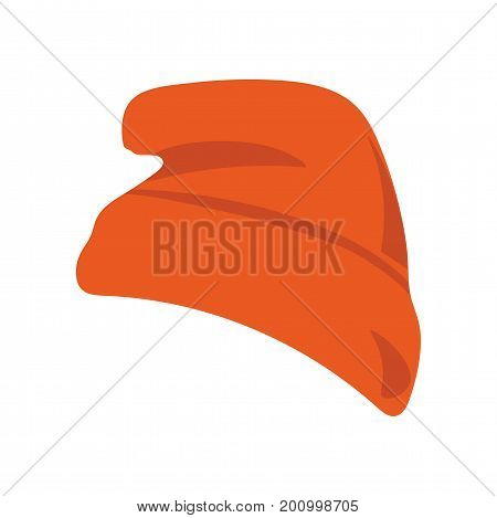 Vector illustration: red beanie  hat or seamed cap, also known as knitted or knit cap isolated.