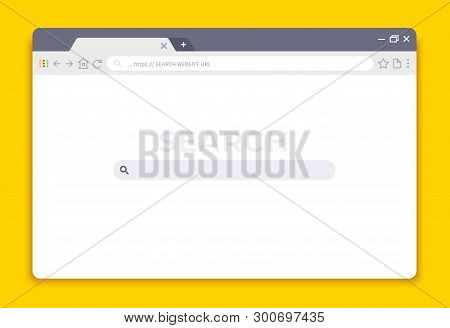 Browser Interface. Website Window Mockup, Internet Screen Frame, Browser Tab. Vector Empty Web Windo