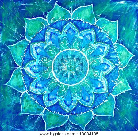 Abstract Blue Painted Picture With Circle Pattern, Mandala Of Vishuddha Chakra