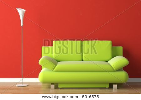 Interior Design Green Couch