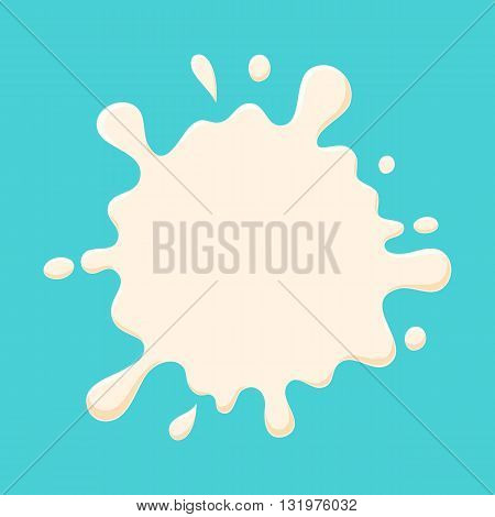 Milk splash. Yogurt splashing vector. Milk cream splash and drop. Milk blot illustration. Dairy product. Healthy food. Milk round splash. Liquid blot icon isolated on blue background