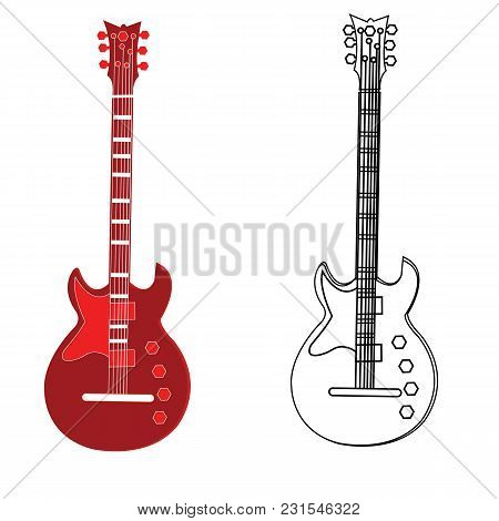 Guitar Icon Vector On White Background For Musical Project Or Logo