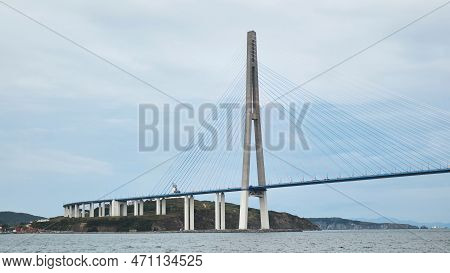 Vladivotok Bridge. View From The Moving Ferry.