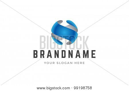 Abstract creative logo two 3d shapes forming sphere. Vector design element. 