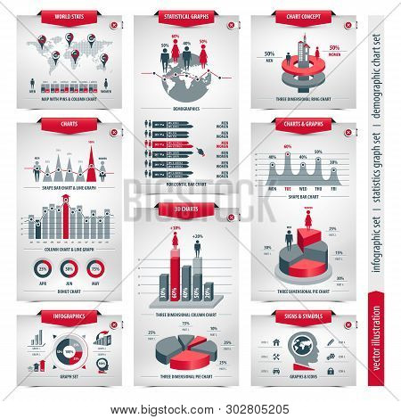 Vector Set Of Infographic Elements Containing Population Demographics Design, Business Statistical L