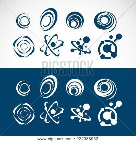 Technology orbit web rings logo design. Vector circle ring logo design. Abstract Planet circle logo template.
