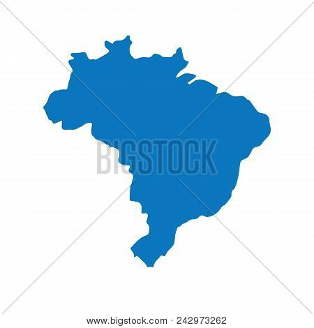 Blank Blue Similar Brazil Map Isolated On White Background. South American Country. Vector Template 