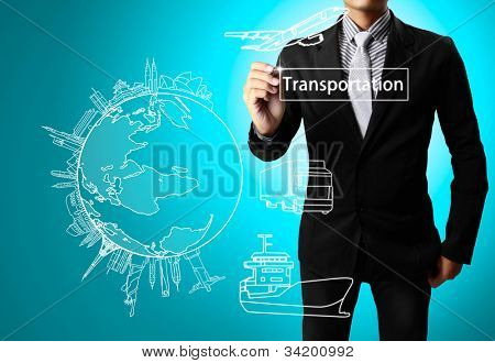 Business man drawing Transportation