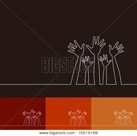 Simple line illustration of hands vector.