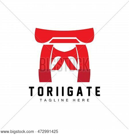 Torii Gate Logo, Japanese History Gate Icon Vector, Chinese Illustration, Wooden Design Company Bran