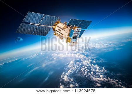 Space satellite orbiting the earth. Elements of this image furnished by NASA.