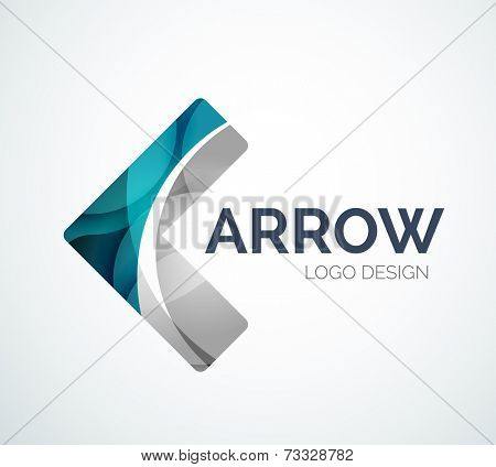 Abstract arrow logo design made of color pieces - various geometric shapes