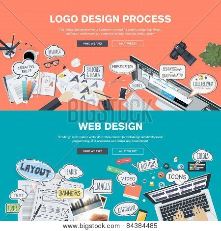 Set of flat design banners for logo and web design development