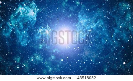 Deep space background with stardust and shining star. Milky way cosmic background. Star dust and pixie dust glitter space backdrop. Space stars and planet conceptual image.