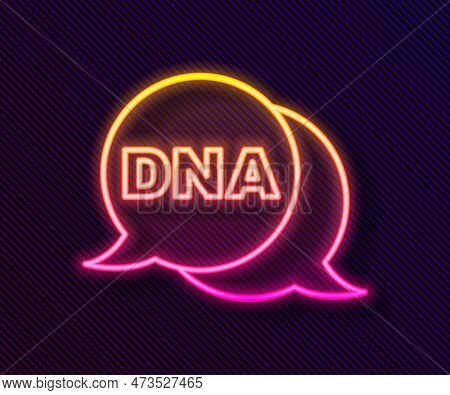 Glowing Neon Line Dna Symbol Icon Isolated On Black Background. Vector