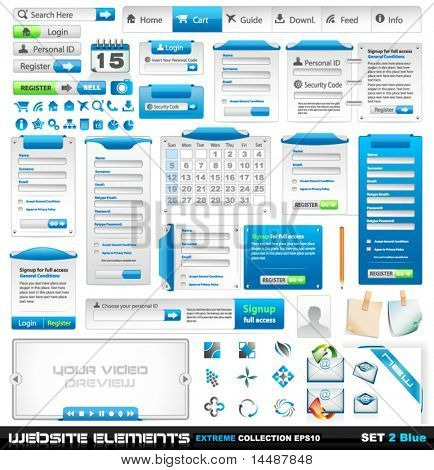 Web design elementer ekstreme samling 2 - mange forskellige form stilarter, rammer, barer, ikoner, bannere,