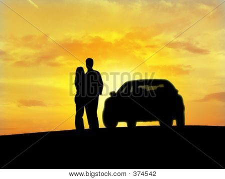 Couple Beside The Car