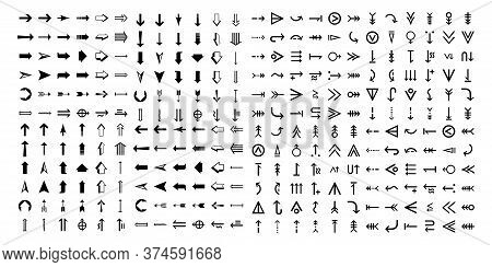 Set Arrow Icon. Collection Different Arrows Sign. Set Of Flat Icons, Signs, Symbols Arrow For Interf