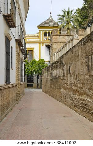 Rua nexto parede urbano em Sevilha