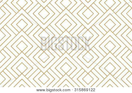 The Geometric Pattern With Lines. Seamless Vector Background. White And Gold Texture. Graphic Modern