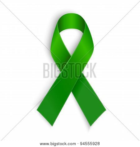 Green Ribbon. Scoliosis, Mental Health And Other Awareness Symbol.