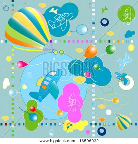 seamless toys pattern, funny background for kids