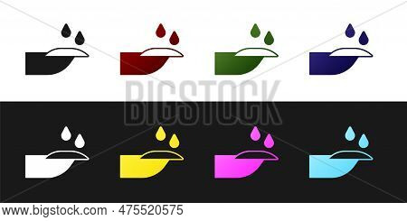 Set Nail Manicure Icon Isolated On Black And White Background. Vector