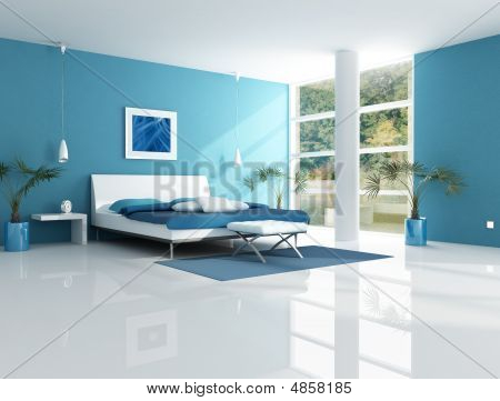 Contemporary Blue Bedroom