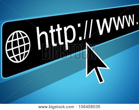 Mouse Cursor pointing at http www text in Web Browser Address Bar, Arrow Pointer