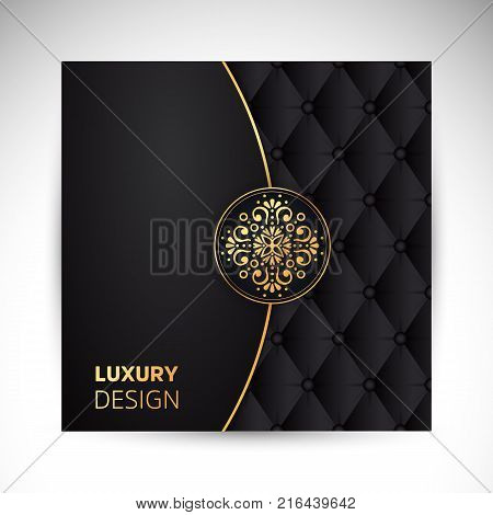 Gold black background design vector. Sun Indian pattern. Eye peacock feather frame. Oriental mandala swirl ornament for luxury wedding, beauty fashion concept, royal holiday party cards.