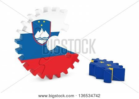 Slovenia And Europe Relations Concept 3D Cog Flag Puzzle Illustration