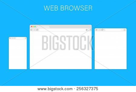 Browser Window.web Browser In Flat Style. Window Concept Internet Browser. Mockup Screen Design. Vec