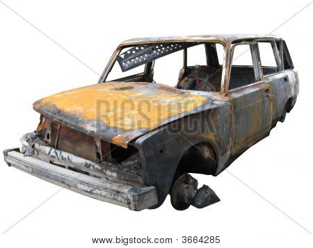 Isolated Destroyed Car