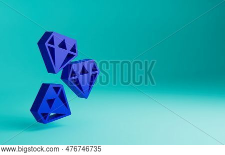 Blue Gem Stone Icon Isolated On Blue Background. Jewelry Symbol. Diamond. Minimalism Concept. 3d Ren