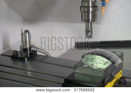 The Cnc Milling Machine Rough Cutting The Mould Parts With Indexable Tool. The Mould And Die Manufac