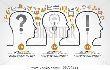 Baggrund infografik med menneskers hoveder, business ikoner og tekst. Forretningskoncept - problem, t