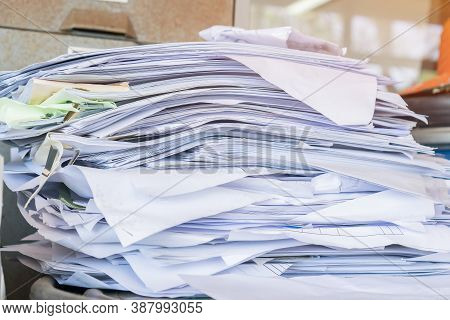 Stack Old Recycle Papers Or Pile Disposal Ecology Junk White Paper Business Of Document Paperwork On