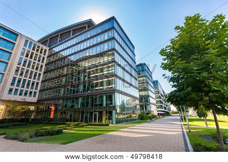 Alley With Modern Office Buildings In Budapest