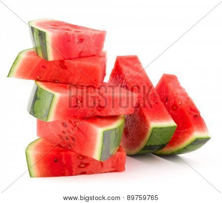 Sliced ripe watermelon isolated on white background cutout