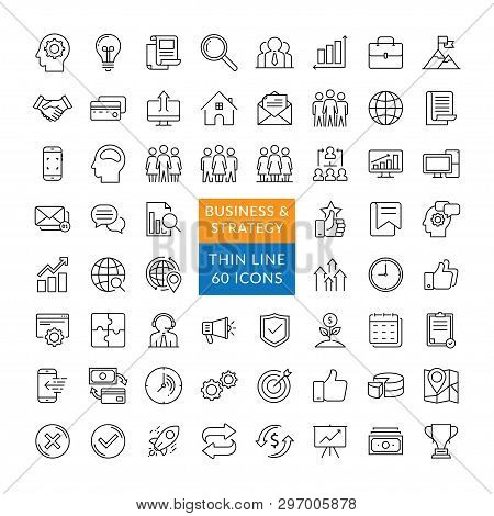 Business Management And Finance Vector Line Icons. Simple Collection Of Business Related Line Icons.