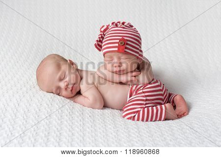 Sleeping Newborn Twin Baby Boys