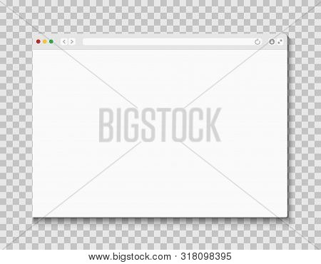 Web Browser Window. Computer Or Internet Frame Template Design Of Flat Page Mockup. Blank Screen Web