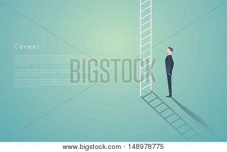 Business career ladder concept with businessman vector symbol. Corporate job promotion, progress, growth. Eps10 vector illustration.